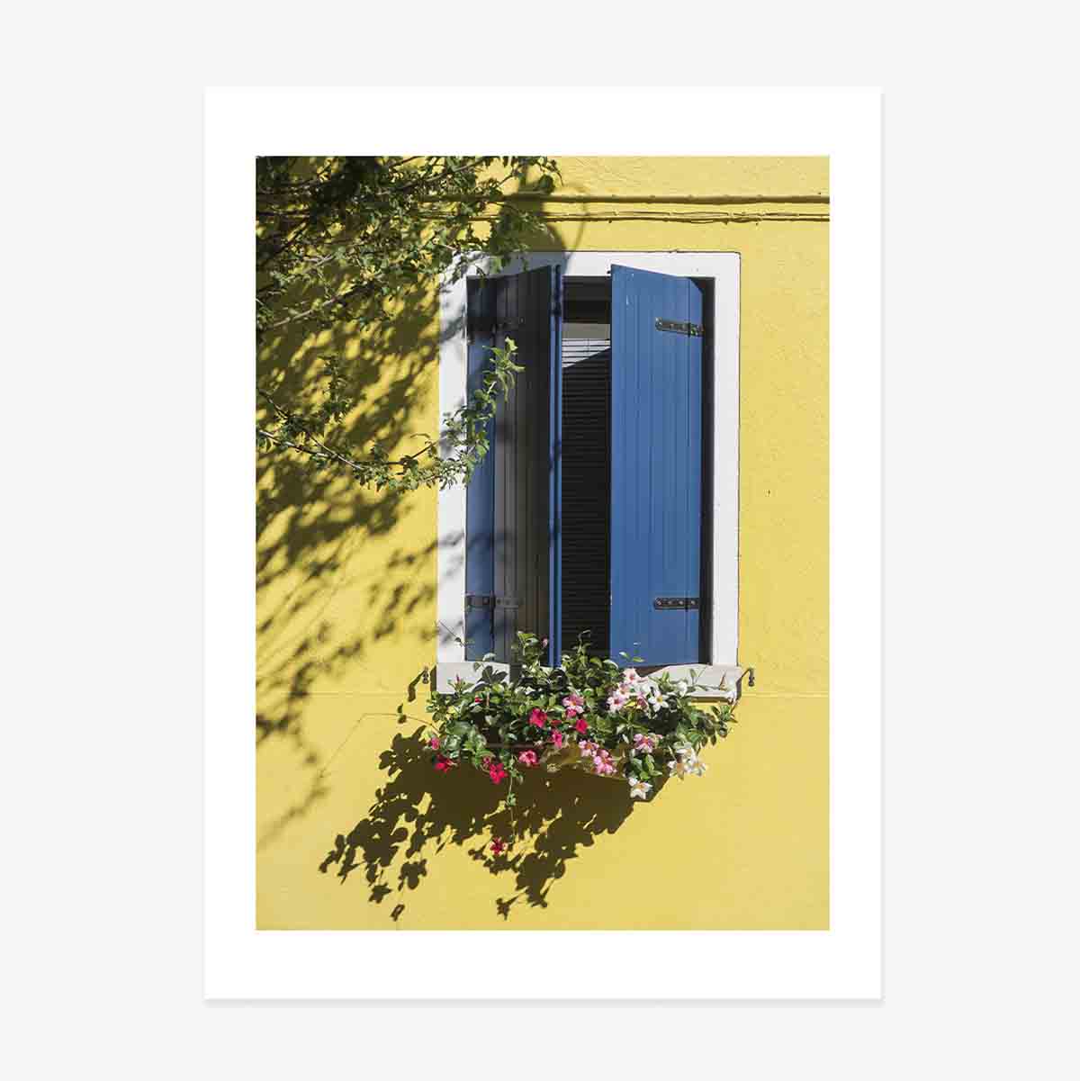 Poster Fereastră albastră cu flori