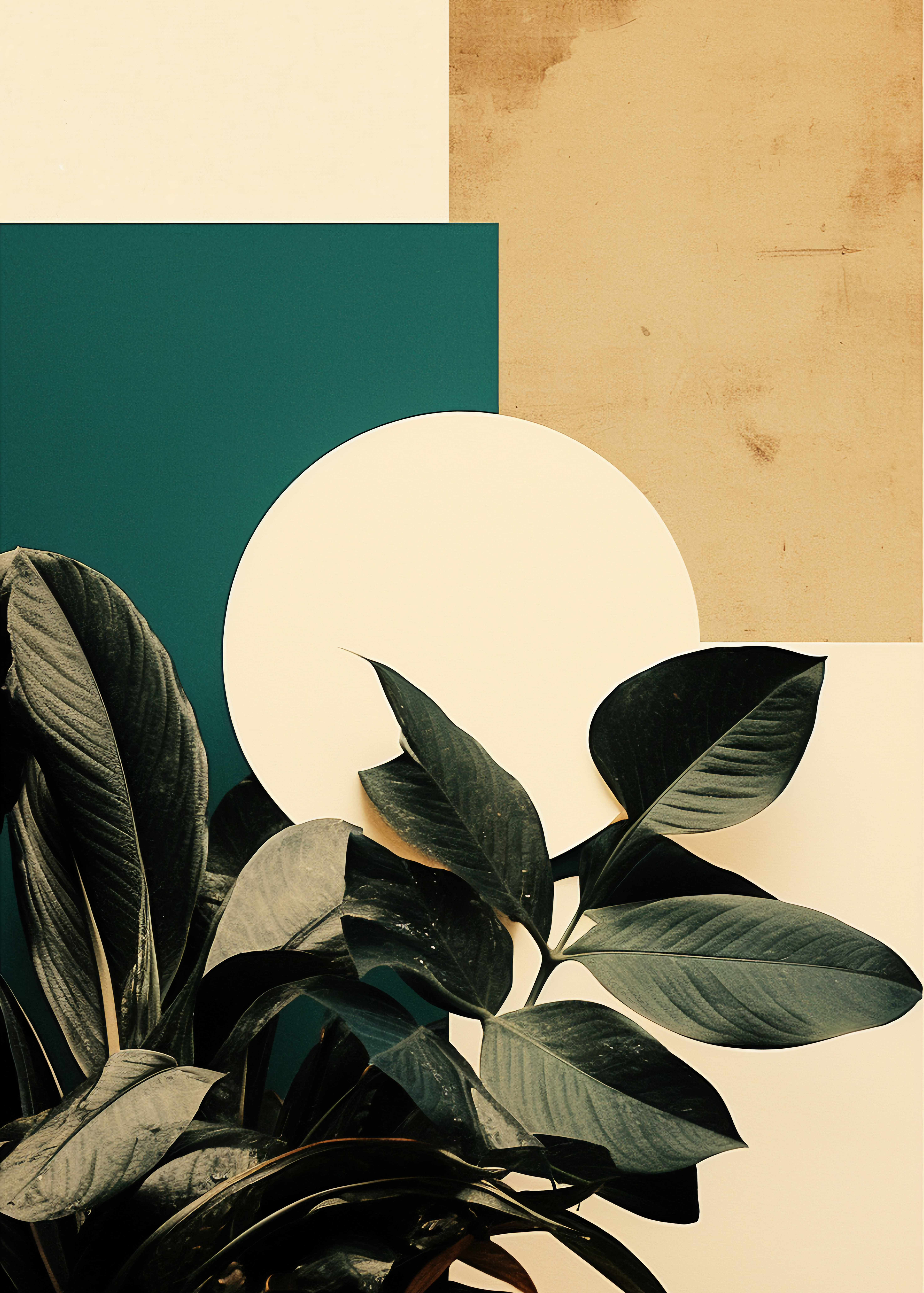 Poster Frunze și forme geometrice