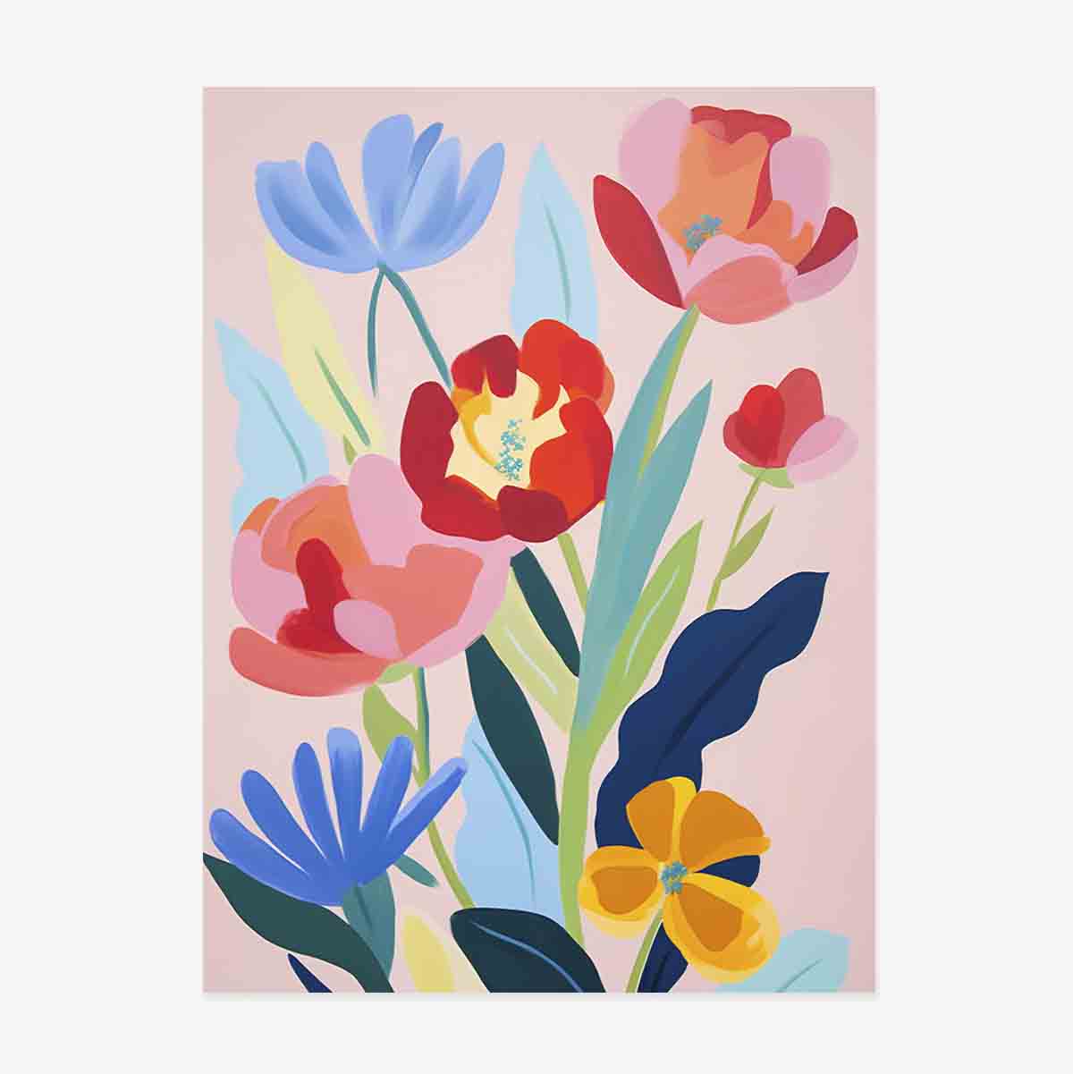 Poster Ilustrație flori colorate, desenate 2