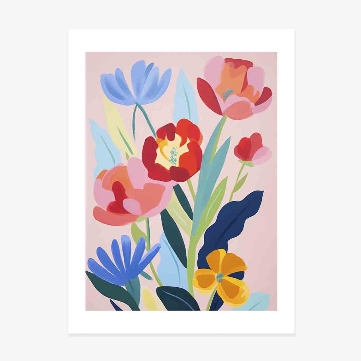 Poster Ilustrație flori colorate, desenate 2