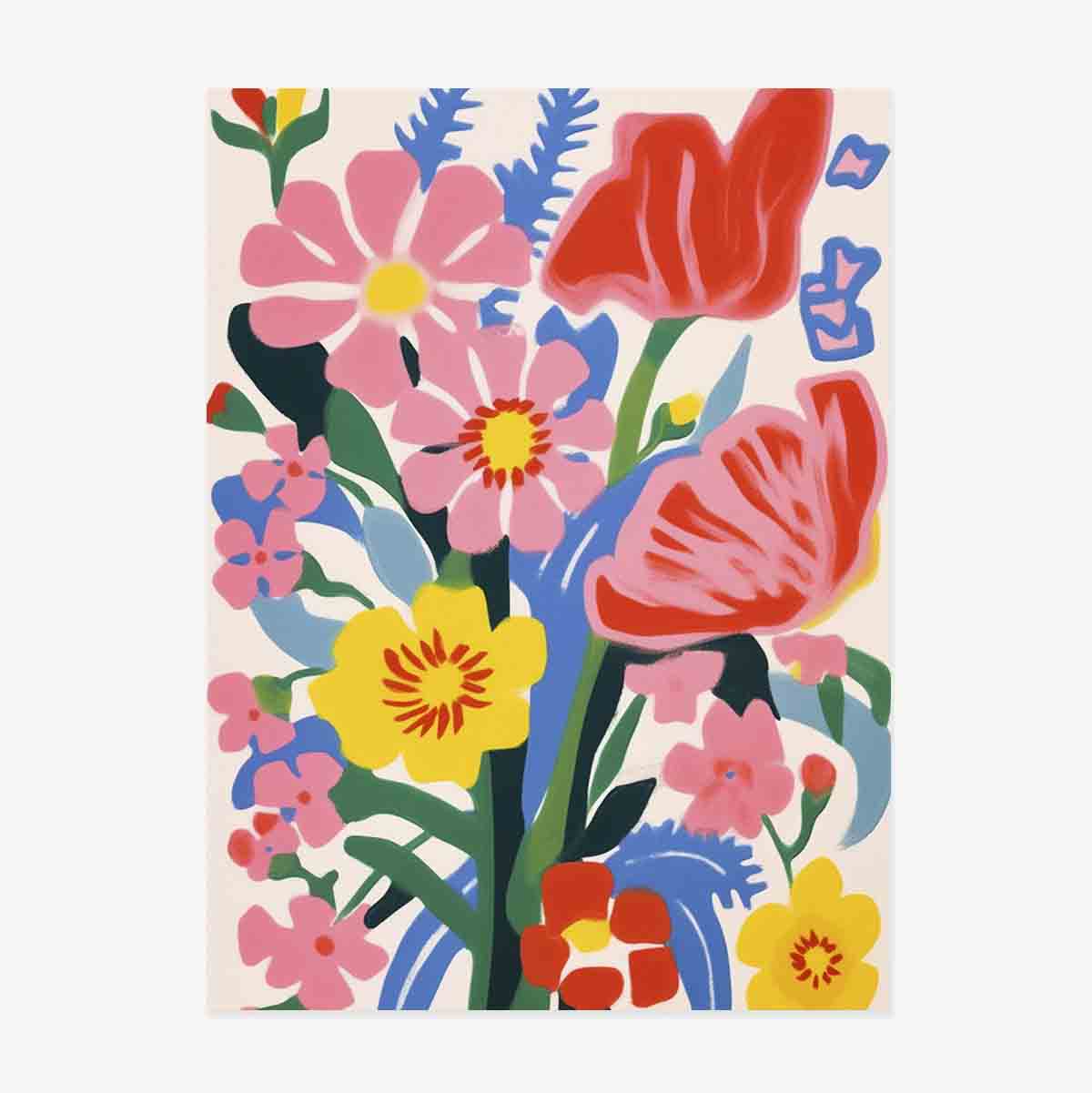 Poster Ilustrație flori colorate, desenate 1