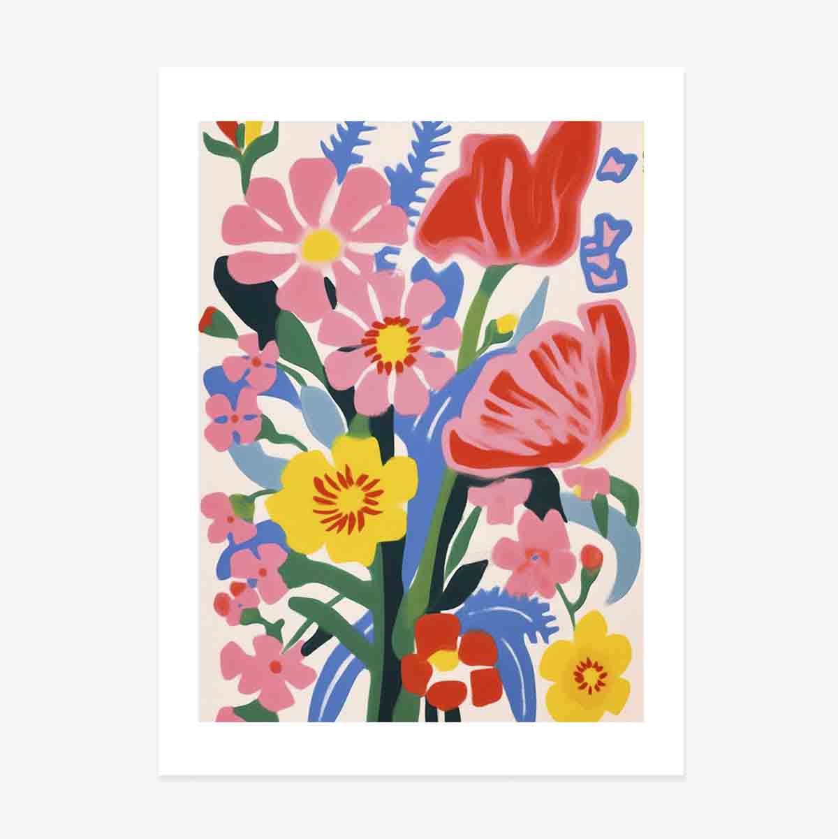 Poster Ilustrație flori colorate, desenate 1